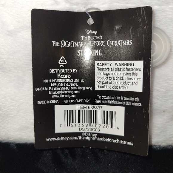 Disney Stocking The Nightmare Before Christmas Jack Skellington NWT - Picture 4 of 7